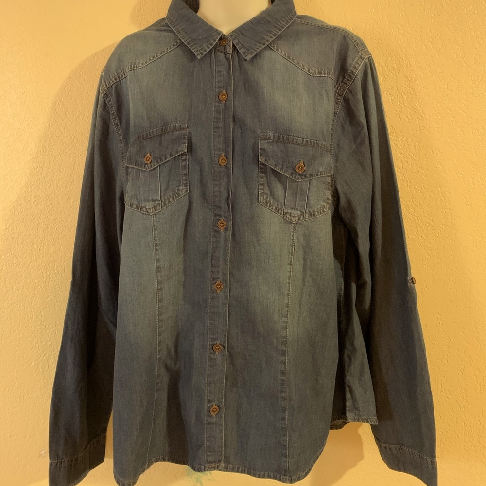Denim button down long sleeve shirt